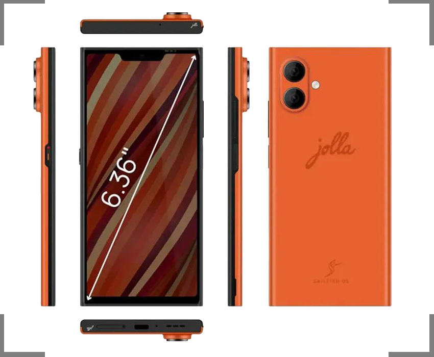 Abmessungen des Sailfish OS betriebenen Jolla Phone J2.