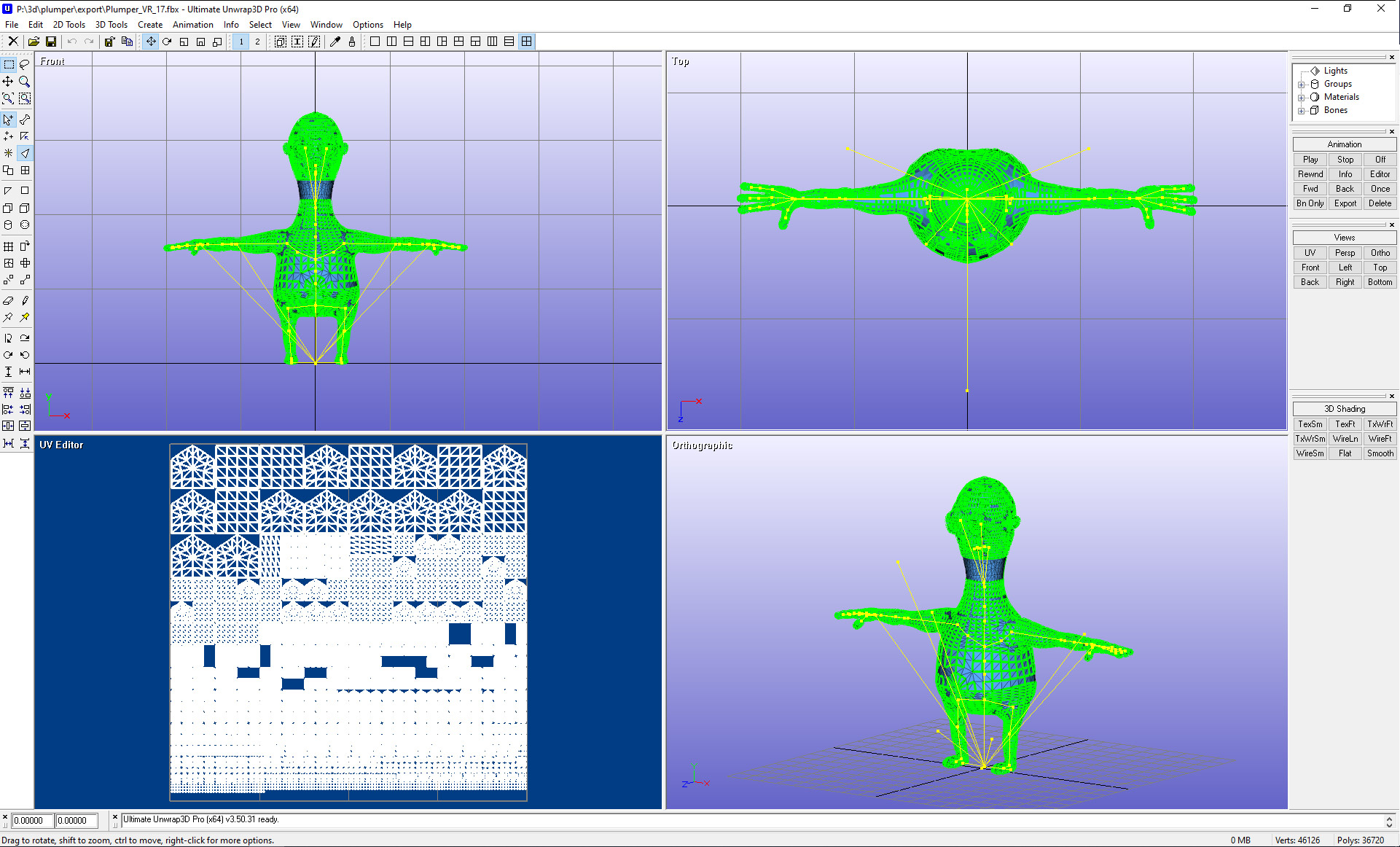 Das PatchWork3d Plumper Monster in UltimateUnwrap3d