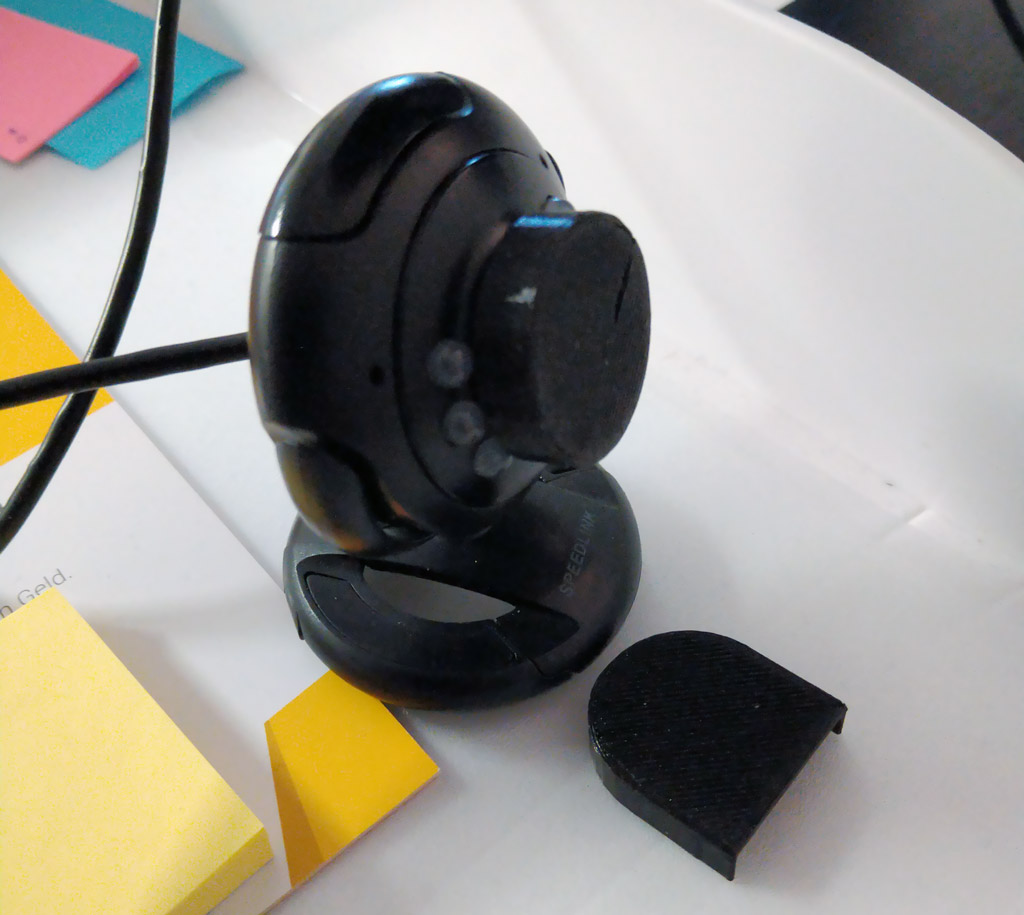 A web cam cap from the 3d printer